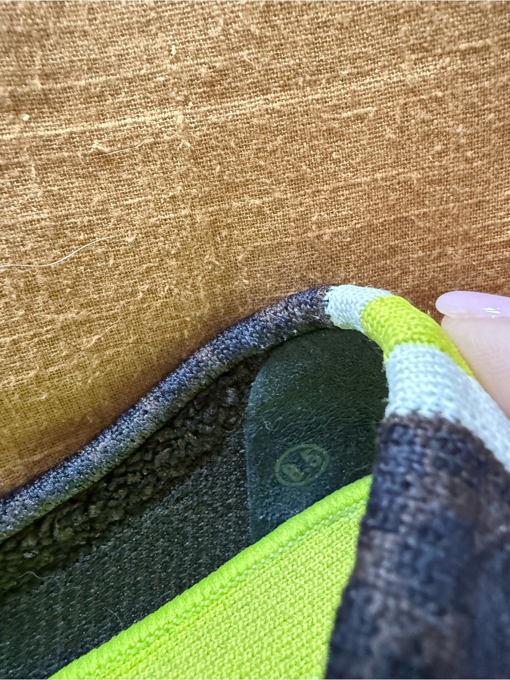 Rothy's Women’s Brown and Navy Leopard PrintKnit Loafers with Neon Green Insoles - Picture 7 of 7